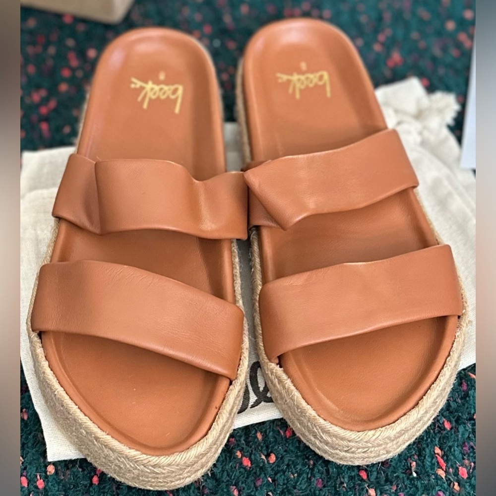 beek Twinspot Leather Platform Sandals NWT Tan Size 8 - Picture 9 of 15